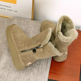 Breakj Skin Version~Northeast Snow Boots Women 2025 New Winter Mid-Slip Anti-Slip Thick Bottom Plus Velvet Thick Cotton