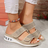 Breakj New Summer Women Thick Bottom Slippers Water Drill With Thick Bottom Air Cushion Slope And Flat Bottom Slippers