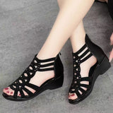 Breakj Leather Roman Sandals Women's Summer 2023 New Soft-Soled Mother Shoes Fashion Wearing Ladies Sandals Women's