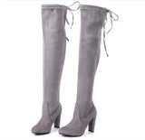 Breakj Large-Size New Long-Singing Women With Sharp-Headed Knee Boots After Tied Knight Boots For Long-Term