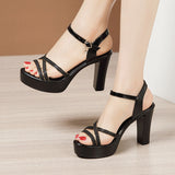 High-Heeled Model Sandals Women's Summer New Cheongsam Walking Sandals Waterproof Platform Thick Soles Large Size Open-Toed