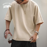 Air Cotton Men's T-shirts Summer Loose Stitching Non-iron Brethable Short-sleeved Tee Trendy Gray