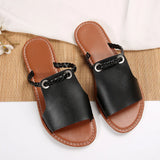 Breakj 2025 Summer New Slippers Women Solid Color Weaving Simple Daily Beach Slippers