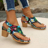 Breakj Word Drag Large Code 2025 Summer Flower Embroidered Coarse Heel With Toe High Heels