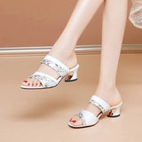 New Two Wear Sandals Wear Fashionable Women's Shoes Hollow Out Korean Version Of Thick Heel Sandals Middle-Aged And Elderly Mother