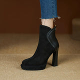 Breakj Waterproof Table Coarse Heeled Short Boots Women 2025 Autumn And Winter Round Head Thick-Soled High Heels Commuting Fashion Boots