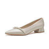 Breakj Coarse Heel Single Shoes Femininity Bridesmaid High Heel Women Low Heel 3Cm Main Wedding Dress Engagement Wedding Shoes