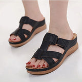 Slippers Women's 2023 Size Sandals Women's Hollowed-Out Cross-Leisure Slope Heels Ladies