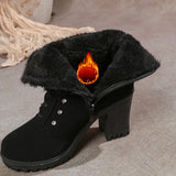 Breakj The Fall Of 2025, The New Women's Boots Water Drilled Wool Mouth High Heel And Large-Size Fashion Shoes