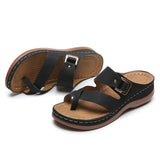 Women's fashion sandals 4cm waterproof platform - summer casual set toe sandals platform wedge with metal buckle