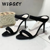Women slippers Elegant Mules high heels Slippers Slip-On Sandals flip flops Open toe Slides Party Super high heel shoes
