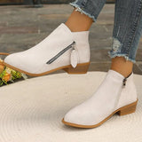 Breakj Thick Background Solid Color Tip Side Zipper Martin Boots 2025 Spring And Autumn New Short-Box Women