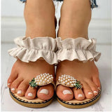 Breakj Large-Size Sandals Women 2023 Summer New Korean Version Of Fashion Wearing Flat-Bottomed Cold