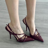 High Heel Sandals Female 2024 Summer New Fairy Wind A Word Buckle Fine Heel Fashion Casual Bun