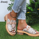 Sandals Women Shoes Snake Print Classic Casual Vacation Daily Open Toe Rivets Monk Buckle Comfortable Sandals Plus size