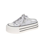 Semi-Slippers Women's Summer 2024 New Style Thick Soles Without Heels Breathable Mesh Lazy People Put On Sandals With One