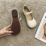 Mary Jane Shoes Flat Soles Women's Shoes 2024 Autumn New Round Head Lovely Small Leisure Leather Shoes Women's