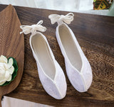 Breakj Shoes Round Head Woven Brocade Pure Color Jacquard Flat Shoes Spring And Summer Style Retro Ancient Style Cloth