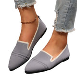 Breakj Summer New Pointed Single Shoes Women Low Help Fabric Shallow One-Legged Flat Heel Low-Heel Large Women's
