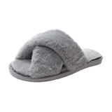 Slippers Female 2023 Autumn And Winter New Women Flat Toe Home Cross Plush