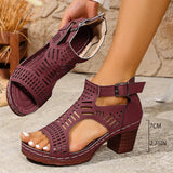 Breakj Coarse-Heeled Sandals Women In The Summer Of 2025 New TEUM Explosion With Hollow