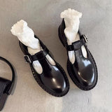 Size 35-40 Women Pumps Ins Fashion Buckle T-Strap High Heels Shoes Woman Platform Spring Office Lady Casual