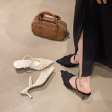 Breakj Slippers Spring Feminine Fashion Temperament Gentle 2025 New Pointed Rose Head Fine And Mesh