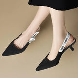 Breakj Wind Tip Temperament Black High Heels 2025 New Back Empty Fine Heel Fashion Single Shoes Light-Mouth Professional Women's