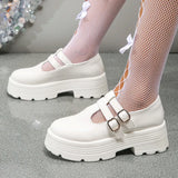 Platform Mary Jane Shoes Women Patent Leather Double Buckle Strap Pumps Woman Black White Thick High Heels Lolita