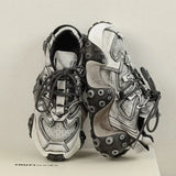 2022 Fall Retro Rub Colored Authentic Leather Clunky Sneakers Female Niche Distressed Octopus Sports Leisure Dirty
