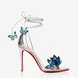 Breakj Butterfly 2025 New Butterfly Cross-Tie With Fine Heel Sandals Female Fish Mouth Open-Slip