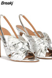 Silver Women's Sandals Sexy Big Butterfly-Knot Gladiator Sandals Women 2023 Summer Stiletto Runway Ladies High Heel