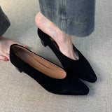 Breakj Scrub Skin Simple One Foot Pedal Single Shoes Women's Shallow Head Retro Coarse Granny