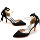 Breakj Cm Fine Heel Large-Size Sandals Banquet Women's Shoes Ribbon Beads High Heel Sandals And Ribbon Dress