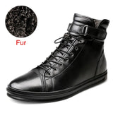 Warm Fur Winter Boots Genuine Leather Handmade Comfortable Men Winter Snow Boots Fashion Motorcycle Men Boots Size