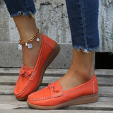 Spring And Fall 2023 Foot Pedal Large Size Round Head Daily Casual Single Shoes Bean Shoes Mom