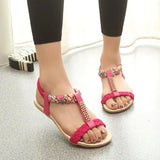 Sandals Women's 2024 Summer Korean Version Of The New Flat-Bottomed Water Drill Sandals Pregnant Shoes Student Shoes