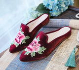 Breakj Tip Fashion Collocation Cheongsam Peony Embroidered Cloth Slippers Women Shoes Cloth