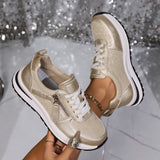 Breakj Casual Sneakers Women's 2025 New Fashion Slope And Thick-Soled Tie With Women's Sports Single