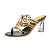 New High-Heeled Diamond Sandals In Summer Wear Slippers With A Thick Heel And A Fish Mouth With A Medium