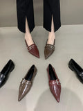 New Light Extravagant Square Metal Buckle Deep-Mouth Commuter Shallow-Heeled French Vintage