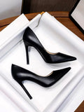Breakj 2025 New Pointed High-Heeled Women's Fine Heel Sexy Professional Black Work Shoes Shallow Single