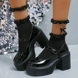 Y2K Chunky Platform Pumps Women 2023 Punk Style Thick Heels Mary Jane Shoes Woman Plus Size Buckle Strap Gothic