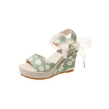 Breakj Hee Women's Sandals Fruit Pattern High Heel Sandals Women 2025 Spring And Summer New Word Fish Mouth Bow Women's