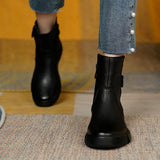 New Women's Boots Autumn Retro Brown Ladies British Style Flat Casual Ankle Boots Botas Mujer Female Platform Short