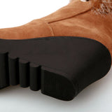 Breakj Wool Boots Rabbit Heel Middle Boots Thick Warm Winter Boots Women