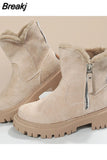 Boots 2023 Women's Shoes with Fur Winter Comfortable Snow Boots Wide Calf for Women Low Ankle Boots Luxury Ladies