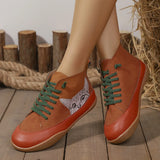 Breakj Flat-Soled Single Shoes Women's Autumn And Winter New Round Head Tie With Large Size 43 Casual Women's