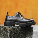 Breakj Head Casual Leather Shoes Men's New 2024 Thick Bottom Overalls Youth Round Head Low Top Martin Boots