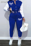 Pink Printed Baseball Coat Pants Two Piece Sets Spring Fall Outfits Womens Track Suits Casual Fashion Streetwear